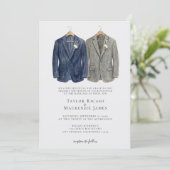 Elegant Gay Wedding Two Grooms in Suits 招待状 (スタンド正面)