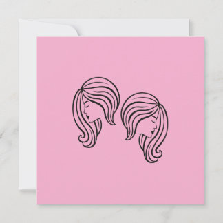 Elegant Gemini Zodiac Sign Modern Line Art カード