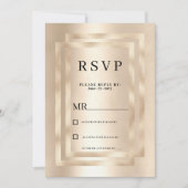 Elegant geometric champagne gold glam RSVP  招待状 (正面)