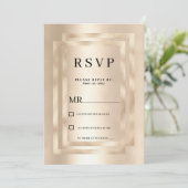 Elegant geometric champagne gold glam RSVP  招待状 (スタンド正面)