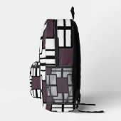 Elegant Geometric Deep Mauve Black White Backpack プリントバックパック (右)