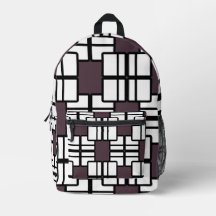 Elegant Geometric Deep Mauve Black White Backpack