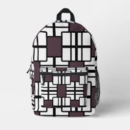 Elegant Geometric Deep Mauve Black White Backpack プリントバックパック