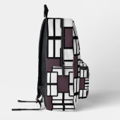 Elegant Geometric Deep Mauve Black White Backpack プリントバックパック (左)
