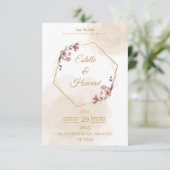 Elegant Geometric Floral Save The Date Card サンキューカード (スタンド正面)