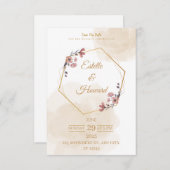 Elegant Geometric Floral Save The Date Card サンキューカード (正面/裏面)