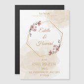 Elegant Geometric Floral Save The Date Card マグネット招待状 (正面/裏面)
