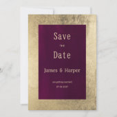 Elegant geometric gold burgundy Save the Date 招待状 (正面)