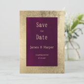 Elegant geometric gold burgundy Save the Date 招待状 (スタンド正面)