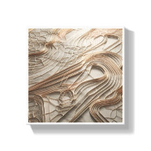 Elegant Geometric Gold Wire Abstract on White Marb