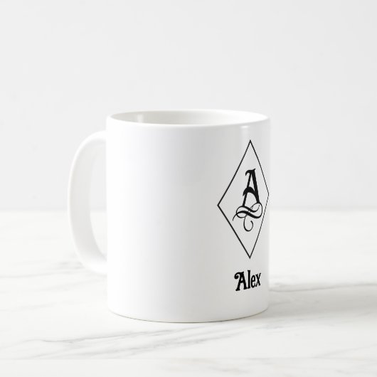 Elegant Geometric Initial Monogram A コーヒーマグカップ (正面左)
