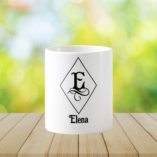 Elegant Geometric Initial Monogram E コーヒーマグカップ