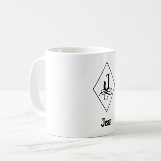 Elegant Geometric Initial Monogram J コーヒーマグカップ (正面左)