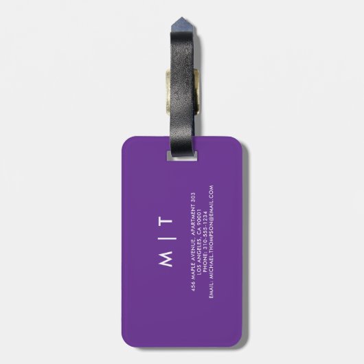 Elegant Geometric purple background ラゲッジタグ (裏面縦)
