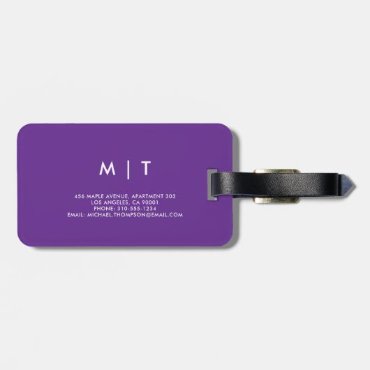 Elegant Geometric purple background ラゲッジタグ (裏面横)