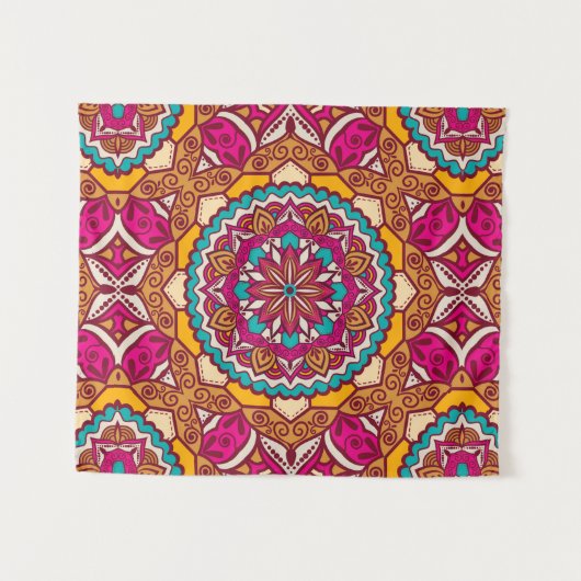 Elegant Geometric Shapes – Colorful Girly Pattern タペストリー (正面(横))