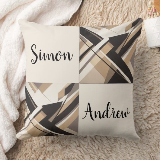  Elegant geometrical modern pattern throw pillow クッション (ブランケット)