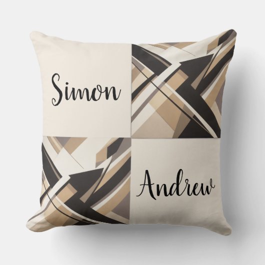  Elegant geometrical modern pattern throw pillow クッション (正面)