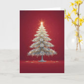 Elegant geschmückter weiß-goldener Weihnachtsbaum カード (黄色い花)