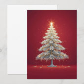 Elegant geschmückter weiß-goldener Weihnachtsbaum 招待状 (正面/裏面)