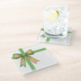 Elegant Gift Bow – Modern Christmas Design ガラスコースター