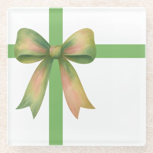 Elegant Gift Bow – Modern Christmas Design ガラスコースター (正面)