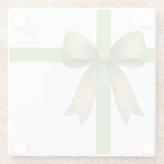 Elegant Gift Bow – Modern Christmas Design ガラスコースター (裏面)