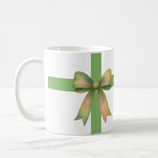 Elegant Gift Bow – Modern Christmas Design コーヒーマグカップ (左)