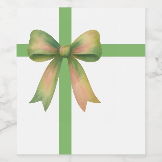 Elegant Gift Bow – Modern Christmas Design ワインラベル (シングルラベル)