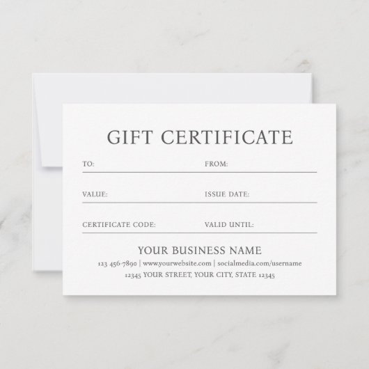Elegant Gift Certificate Business Logo Photo Card (裏面)
