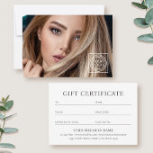 Elegant Gift Certificate Business Logo Photo Card
