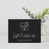 Elegant Gift Certificate Custom Logo Script Black (スタンド正面)