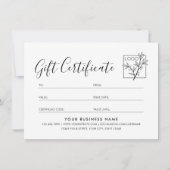 Elegant Gift Certificate Custom Logo Script Black (裏面)