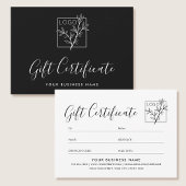 Elegant Gift Certificate Custom Logo Script Black