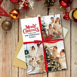 Elegant Gift Wrapped Family PhotoCollage Christmas シーズンカード