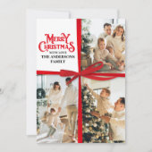 Elegant Gift Wrapped Family PhotoCollage Christmas シーズンカード (正面)