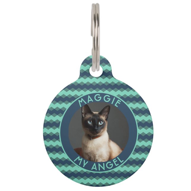 Elegant Gifts For Pet Owner Chevron ペット　ネームタグ (正面)