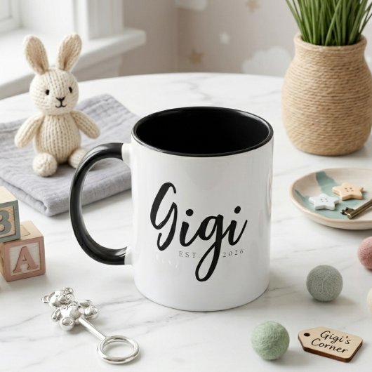 Elegant Gigi EST Year Minimal Script Design マグカップ