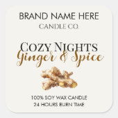 Elegant Ginger & Spice Christmas Candle Labels スクエアシール (正面)