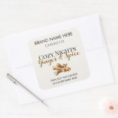 Elegant Ginger & Spice Christmas Candle Labels スクエアシール (封筒)