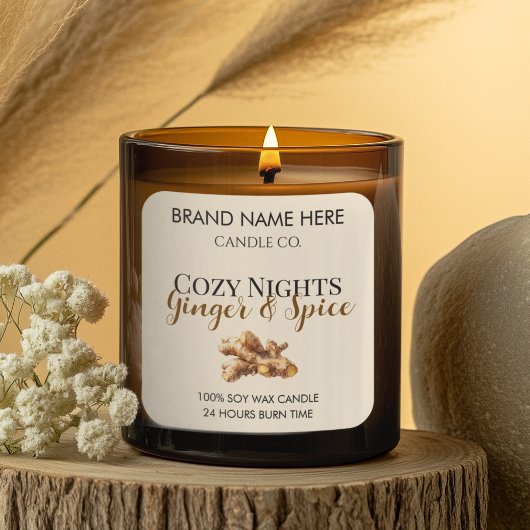 Elegant Ginger & Spice Christmas Candle Labels スクエアシール