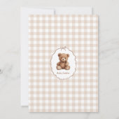 Elegant Gingham Teddy Bear Baby Shower 招待状 (裏面)