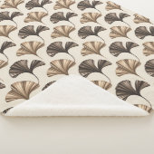 Elegant Ginkgo Leaf Pattern in Neutral Tones シェルパブランケット (3/4)