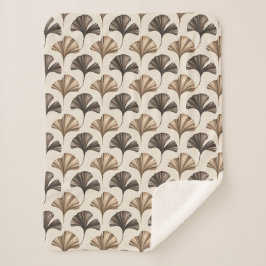 Elegant Ginkgo Leaf Pattern in Neutral Tones シェルパブランケット