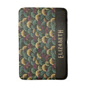Elegant Ginkgo Pattern Monogram Name Jewel Tones バスマット (正面縦)