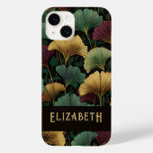 Elegant Ginkgo Pattern Monogram Name Jewel Tones Case-Mate iPhoneケース (裏面)