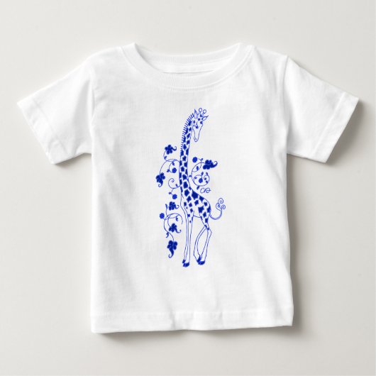 Elegant Giraffe Tee for Kids ~Blue ベビーTシャツ (正面)