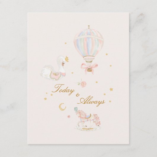 Elegant Girl Baby Shower Handwritten Keepsake エンクロージャーカード (正面)