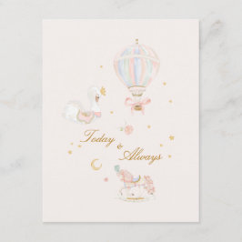 Elegant Girl Baby Shower Handwritten Keepsake エンクロージャーカード