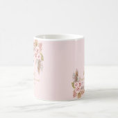 Elegant Girl First Holy Communion Boho Floral Pink コーヒーマグカップ (中央)
